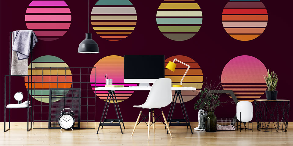 ev-dekorasyonu-4834-02 Çizgisel Disk Formları Soyut Dijital Sanat Duvar Kağıdı 4834