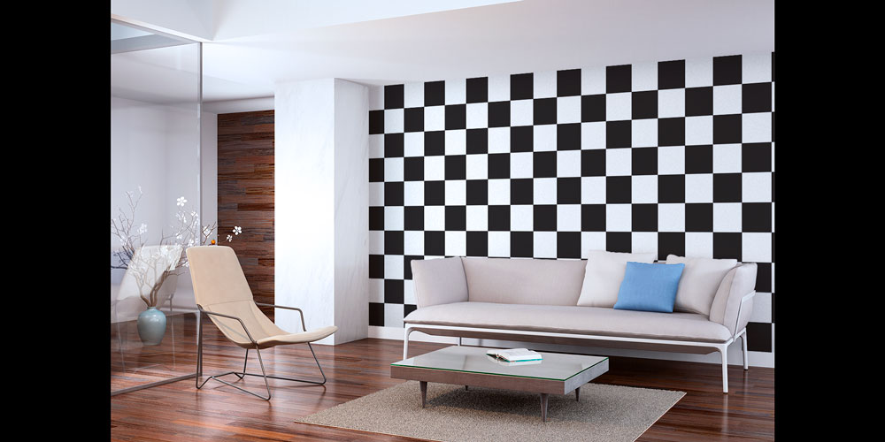 Siyah Beyaz Dama Desenli Modern Desen Sanatı Duvar Kaplaması 5178