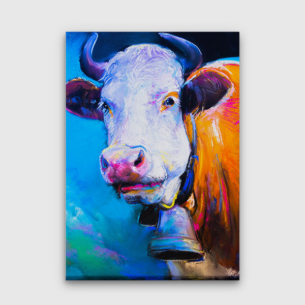 Renkli İnek Portresi Sanatsal Kanvas Tablo 4702