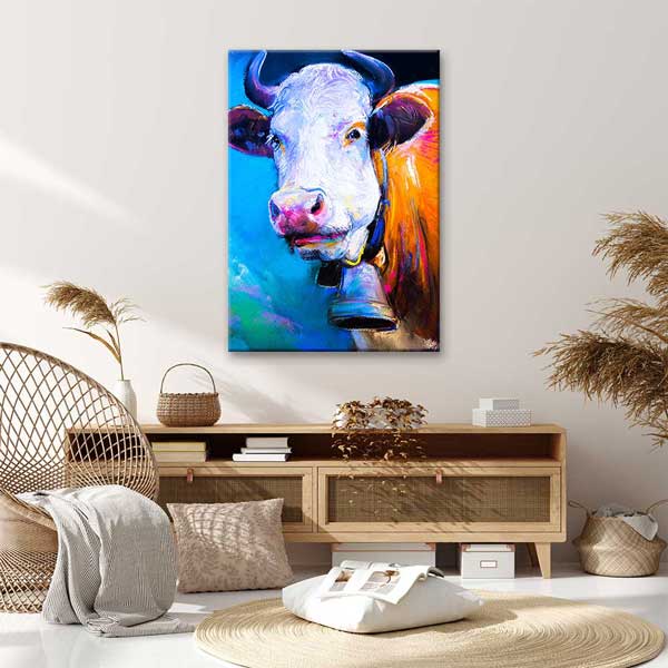 Renkli İnek Portresi Sanatsal Kanvas Tablo 4702