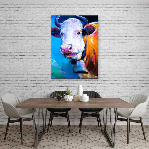Renkli İnek Portresi Sanatsal Kanvas Tablo 4702