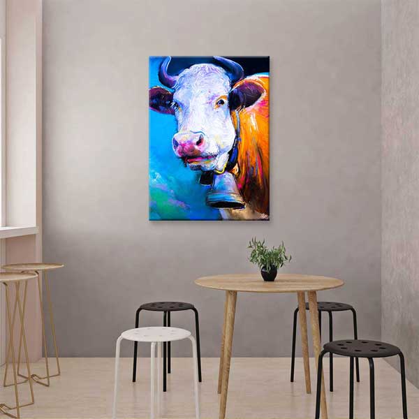 Renkli İnek Portresi Sanatsal Kanvas Tablo 4702