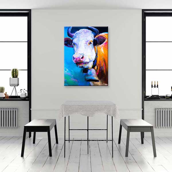 Renkli İnek Portresi Sanatsal Kanvas Tablo 4702