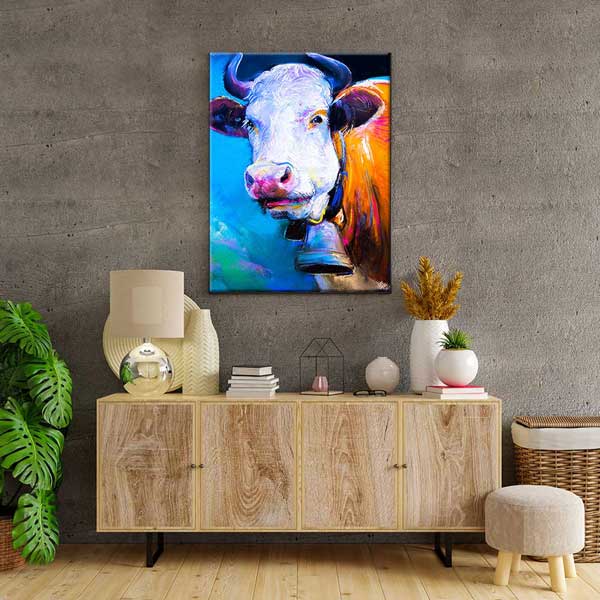 Renkli İnek Portresi Sanatsal Kanvas Tablo 4702
