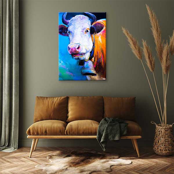 Renkli İnek Portresi Sanatsal Kanvas Tablo 4702