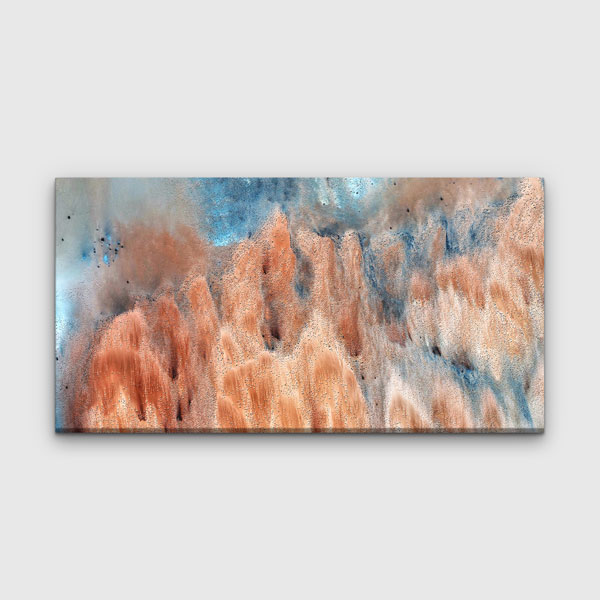 Bakır ve Mavi Dokulu Soyut Sanat Kanvas Tablo 4142
