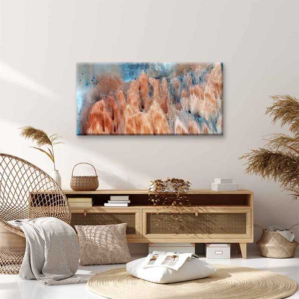 Bakır ve Mavi Dokulu Soyut Sanat Kanvas Tablo 4142