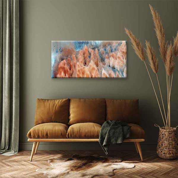 Bakır ve Mavi Dokulu Soyut Sanat Kanvas Tablo 4142