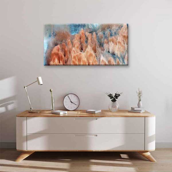 Bakır ve Mavi Dokulu Soyut Sanat Kanvas Tablo 4142