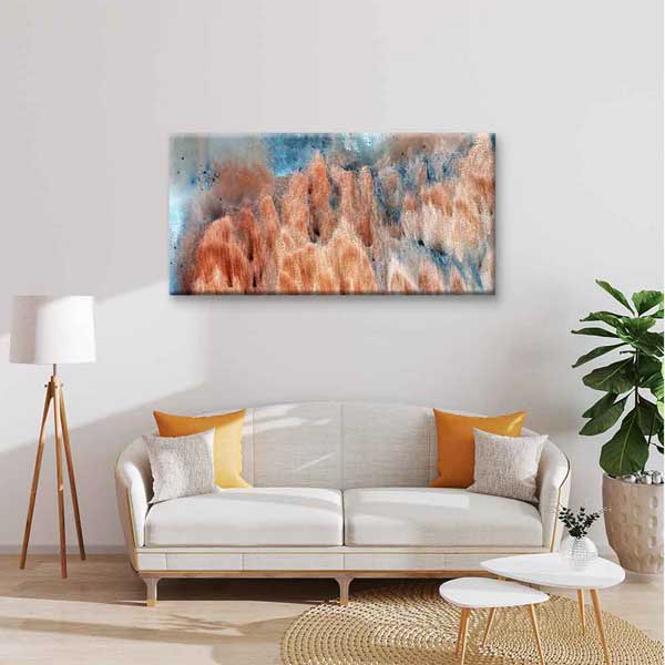 Bakır ve Mavi Dokulu Soyut Sanat Kanvas Tablo 4142