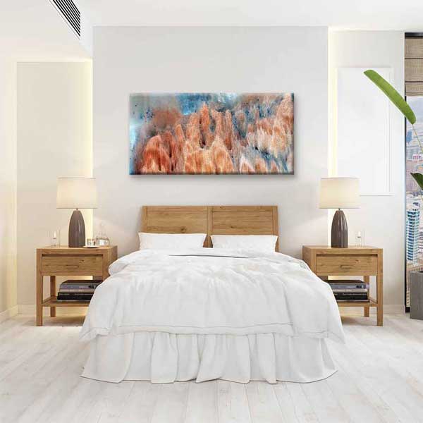 Bakır ve Mavi Dokulu Soyut Sanat Kanvas Tablo 4142