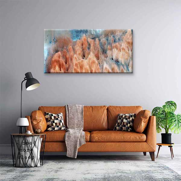 Bakır ve Mavi Dokulu Soyut Sanat Kanvas Tablo 4142