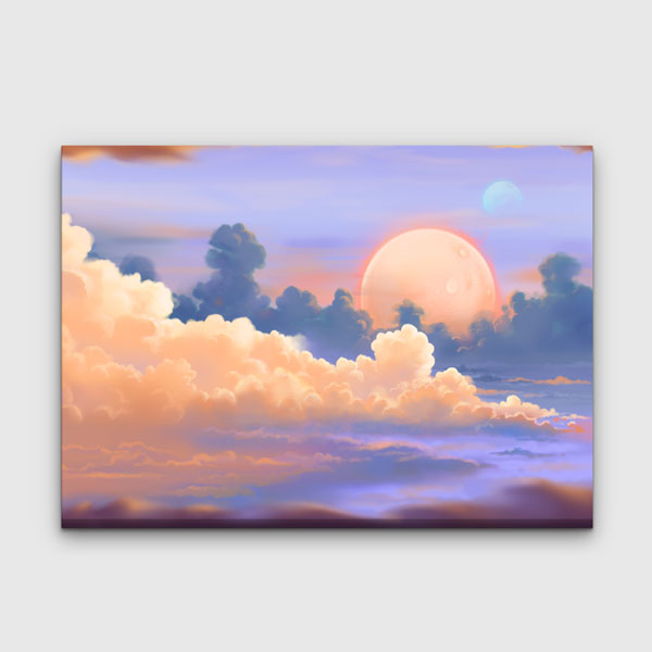 Pastel Gezegenli Gökyüzü Kanvas Tablo 4311