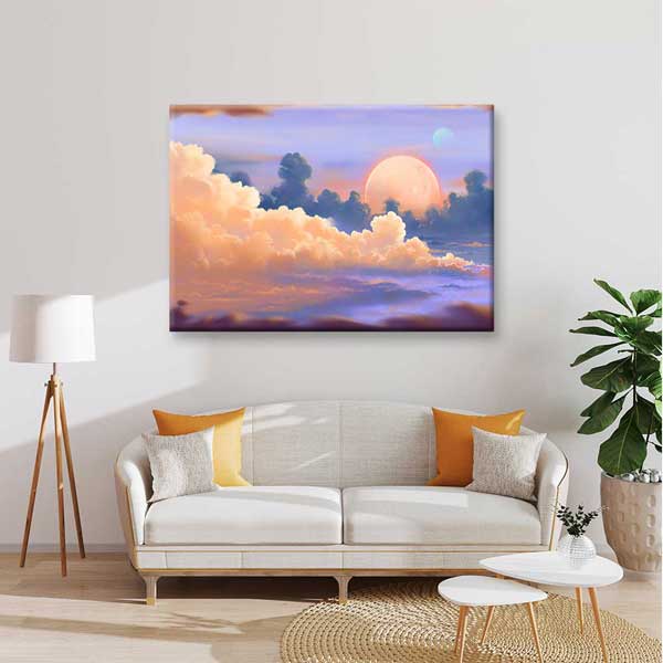 Pastel Gezegenli Gökyüzü Kanvas Tablo 4311