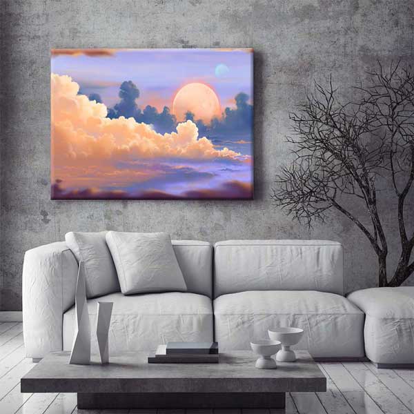 Pastel Gezegenli Gökyüzü Kanvas Tablo 4311