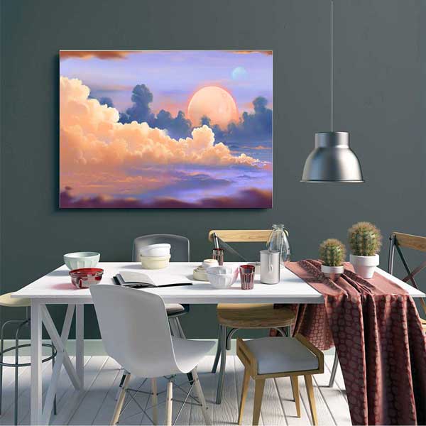 Pastel Gezegenli Gökyüzü Kanvas Tablo 4311