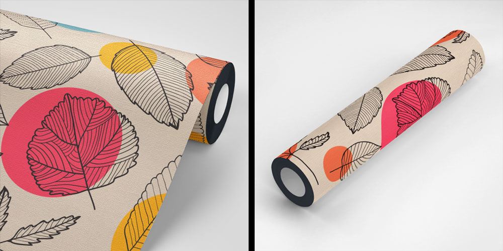 Renkli Geometrik Yaprak Desenli Modern Duvar Kağıdı 4259