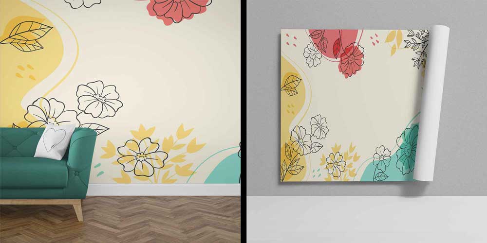 Pastel Çizgisel Çiçek Desenli Modern Duvar Kağıdı 4249