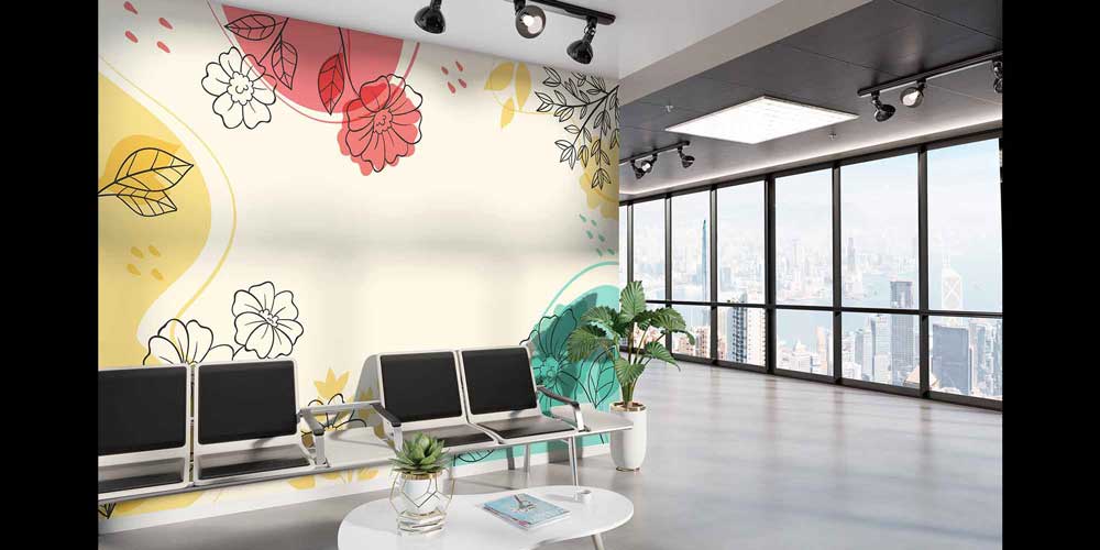 Pastel Çizgisel Çiçek Desenli Modern Duvar Kağıdı 4249