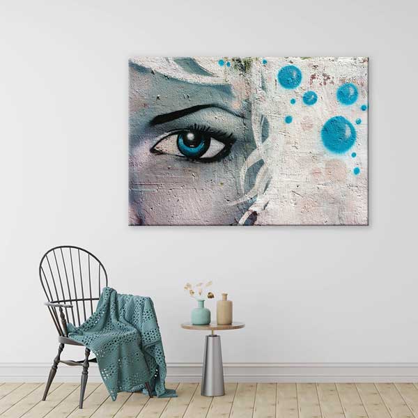 eye-clinic-art-1877-01 Grafiti Tarzı Mavi Göz Temalı Duvar Tablosu – 1877