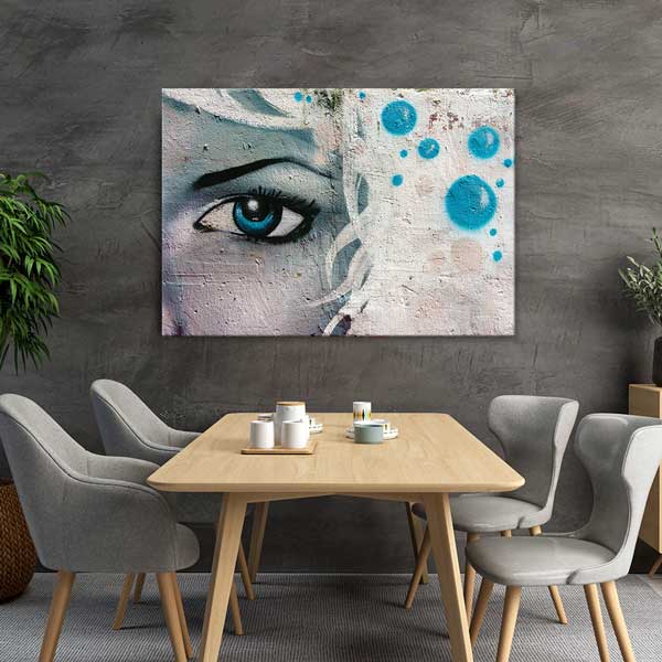 eye-clinic-art-1877-02 Grafiti Tarzı Mavi Göz Temalı Duvar Tablosu – 1877