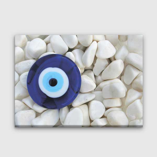 Nazar Boncuğu ve Beyaz Taşlar Temalı Duvar Tablosu – 1553