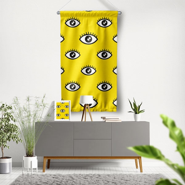 Pop Art Göz Desenli Dekoratif Duvar Flaması 8210