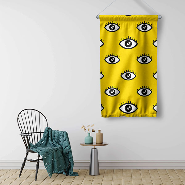 Pop Art Göz Desenli Dekoratif Duvar Flaması 8210