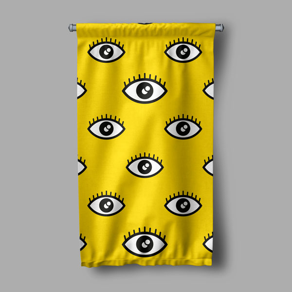 Pop Art Göz Desenli Dekoratif Duvar Flaması 8210