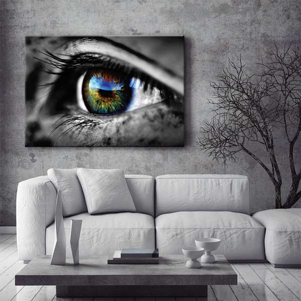 eye-clinic-wall-design-1870-01 Canlı Renkli İris Detaylı Göz Tablosu – 1870