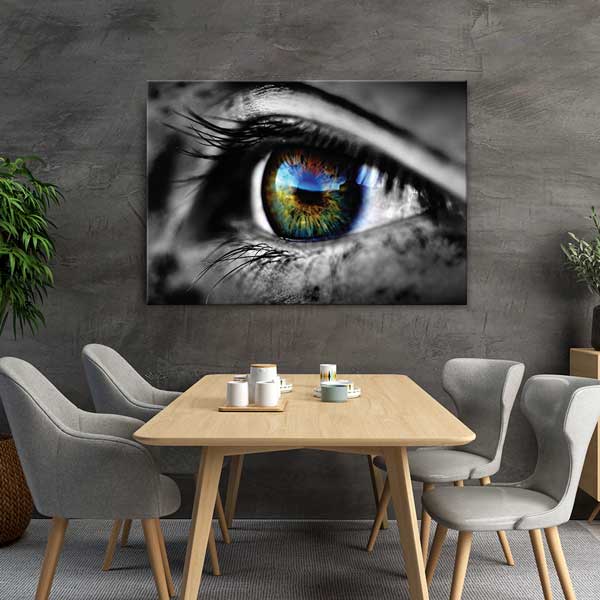 eye-clinic-wall-design-1870-02 Canlı Renkli İris Detaylı Göz Tablosu – 1870