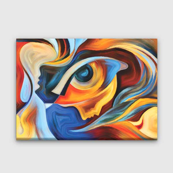 eye-hospital-decor-1881-00 Soyut İnsan Formları ve Göz Temalı Canlı Renk Duvar Tablosu – 1881