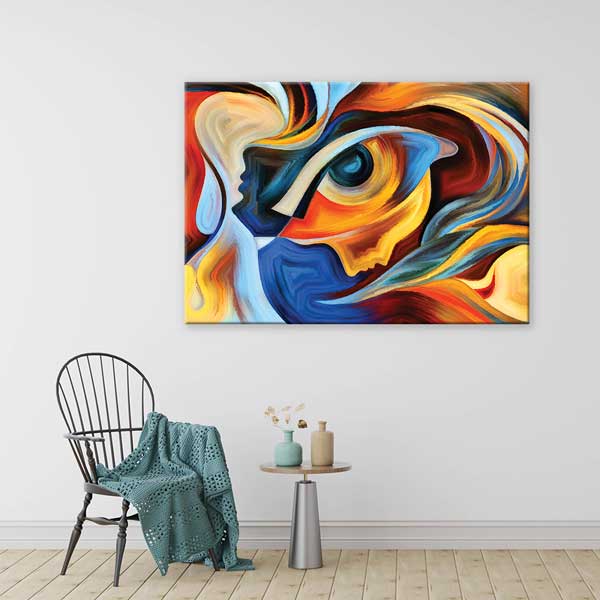 eye-hospital-decor-1881-01 Soyut İnsan Formları ve Göz Temalı Canlı Renk Duvar Tablosu – 1881