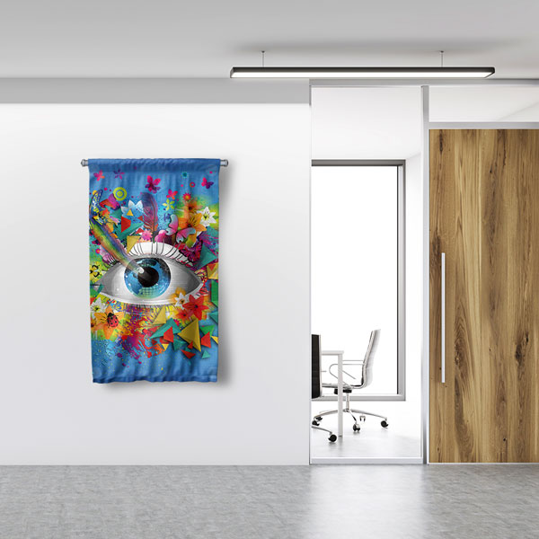 Sürrealist Göz ve Renkli Detaylar Temalı Duvar Flaması 8205