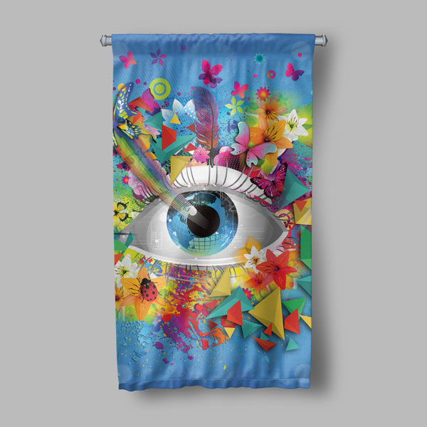 Sürrealist Göz ve Renkli Detaylar Temalı Duvar Flaması 8205