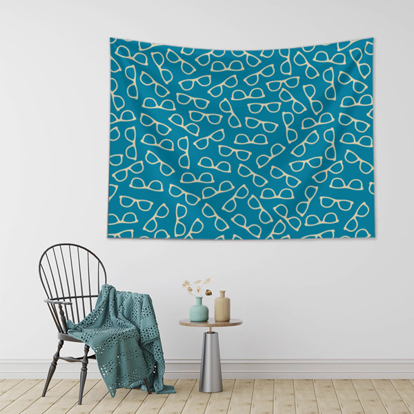 Turkuaz Gözlük Desenli Duvar Örtüsü 8387