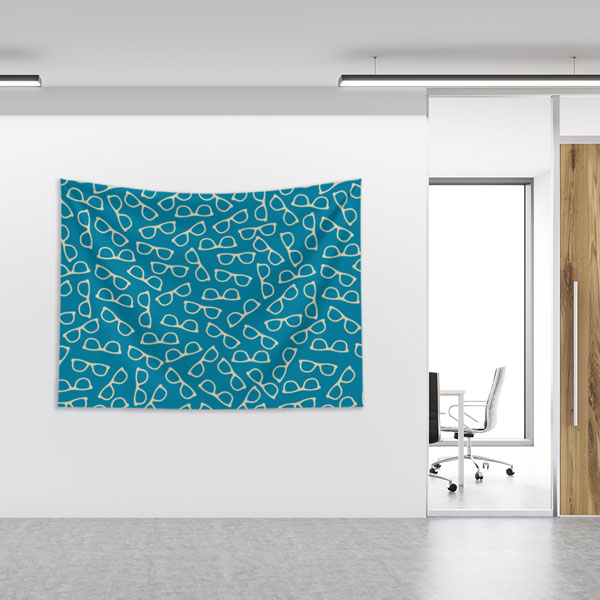 Turkuaz Gözlük Desenli Duvar Örtüsü 8387