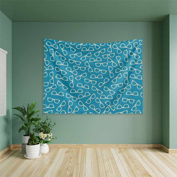 Turkuaz Gözlük Desenli Duvar Örtüsü 8387