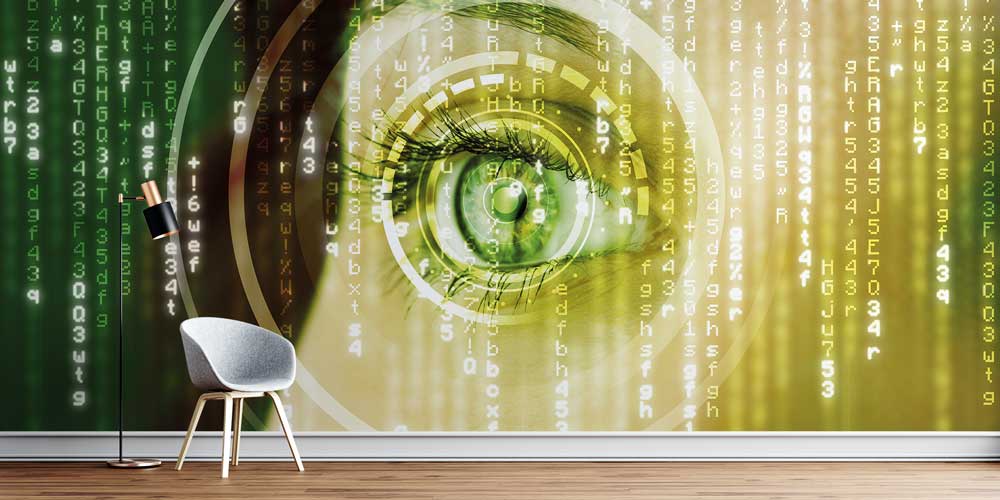 Dijital Göz Matris Desenli Duvar Kağıdı 12664