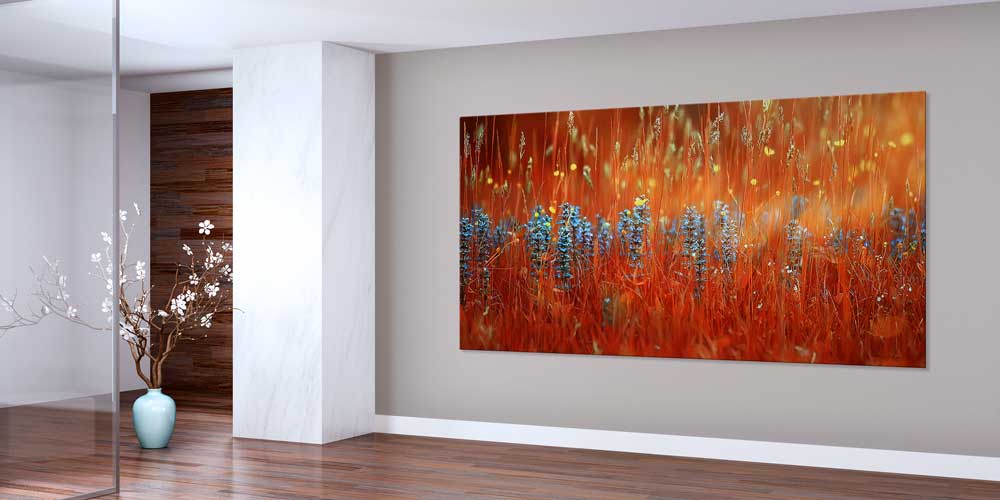 farm-house-wall-decor-12494-02 Kızıl Çayır ve Mavi Çiçekler Manzarası Büyük Ebat Duvar Dekor Ürünü 12494