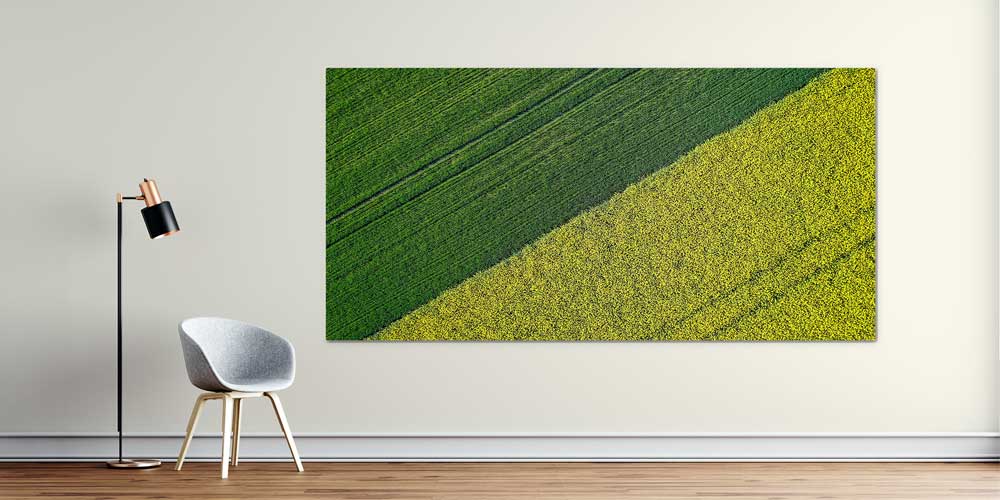 Yeşil ve Sarı Ekili Alan Kontrastı Büyük Ebat Duvar Dekor Ürünü 12492
