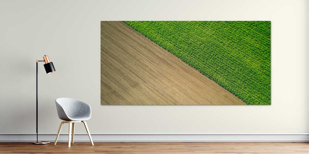 Yeşil ve Sürülmüş Tarla Kontrastı Büyük Ebat Duvar Dekor Ürünü 12489