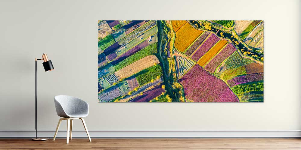 Renkli Tarım Arazileri Havadan Görünüm Manzarası Büyük Ebat Duvar Dekor Ürünü 12493