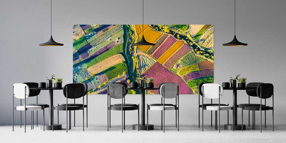 Renkli Tarım Arazileri Havadan Görünüm Manzarası Büyük Ebat Duvar Dekor Ürünü 12493