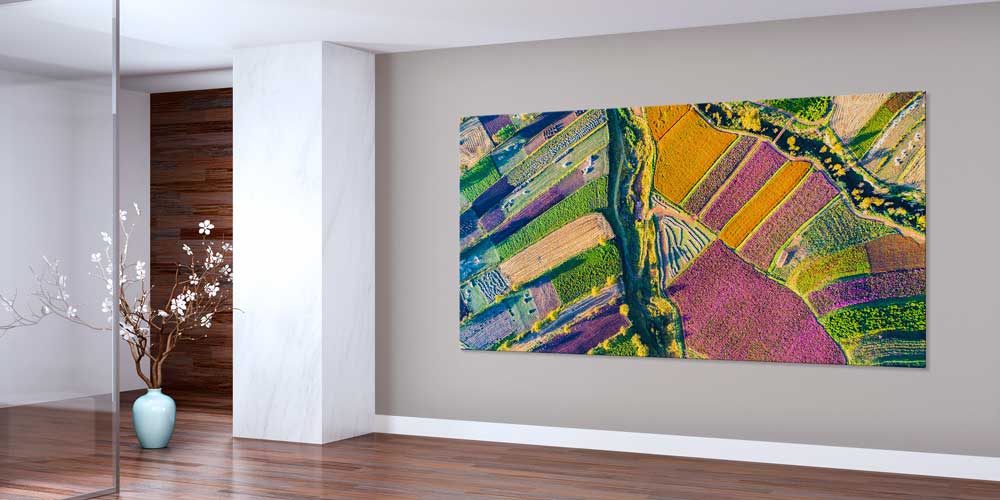 Renkli Tarım Arazileri Havadan Görünüm Manzarası Büyük Ebat Duvar Dekor Ürünü 12493