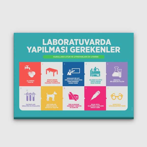 Laboratuvarda Yapılması Gerekenler Kuralları Posteri - Güvenlik ve Eğitim G-475