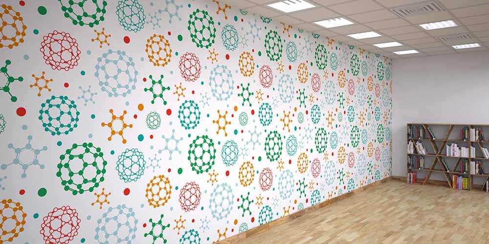 Soyut ve Renkli Bilim Temalı Duvar Kağıdı - Fen Sınıfı Modern Tasarım 1121