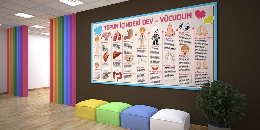 fen-sinifi-duvar-posterleri-f-428-01 Topun İçindeki Dev - Vücudum | Fen Bilimleri Eğitici Büyük Ebat Duvar Posteri F-428