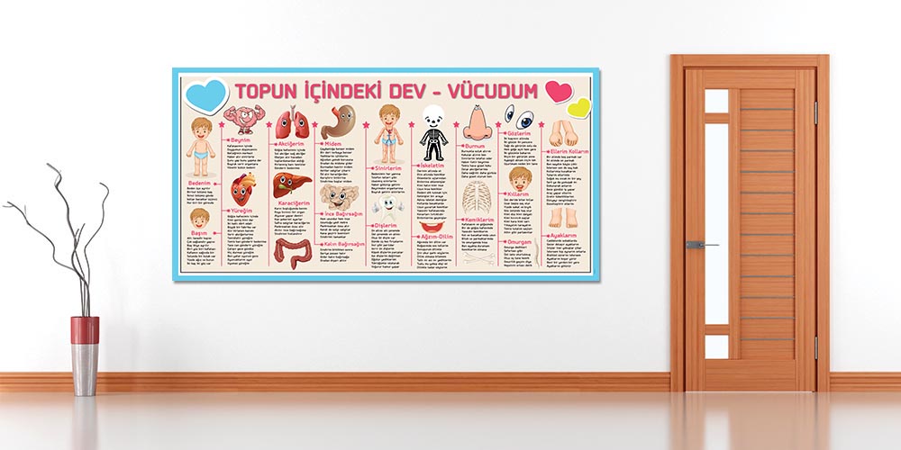 fen-sinifi-duvar-posterleri-f-428-03 Topun İçindeki Dev - Vücudum | Fen Bilimleri Eğitici Büyük Ebat Duvar Posteri F-428