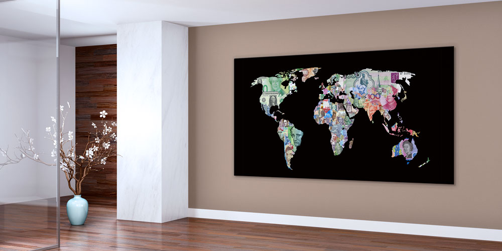 finance-office-wall-decor-7955-02 Dünya Haritası Para Temalı Büyük Ebat Duvar Dekoru 7955